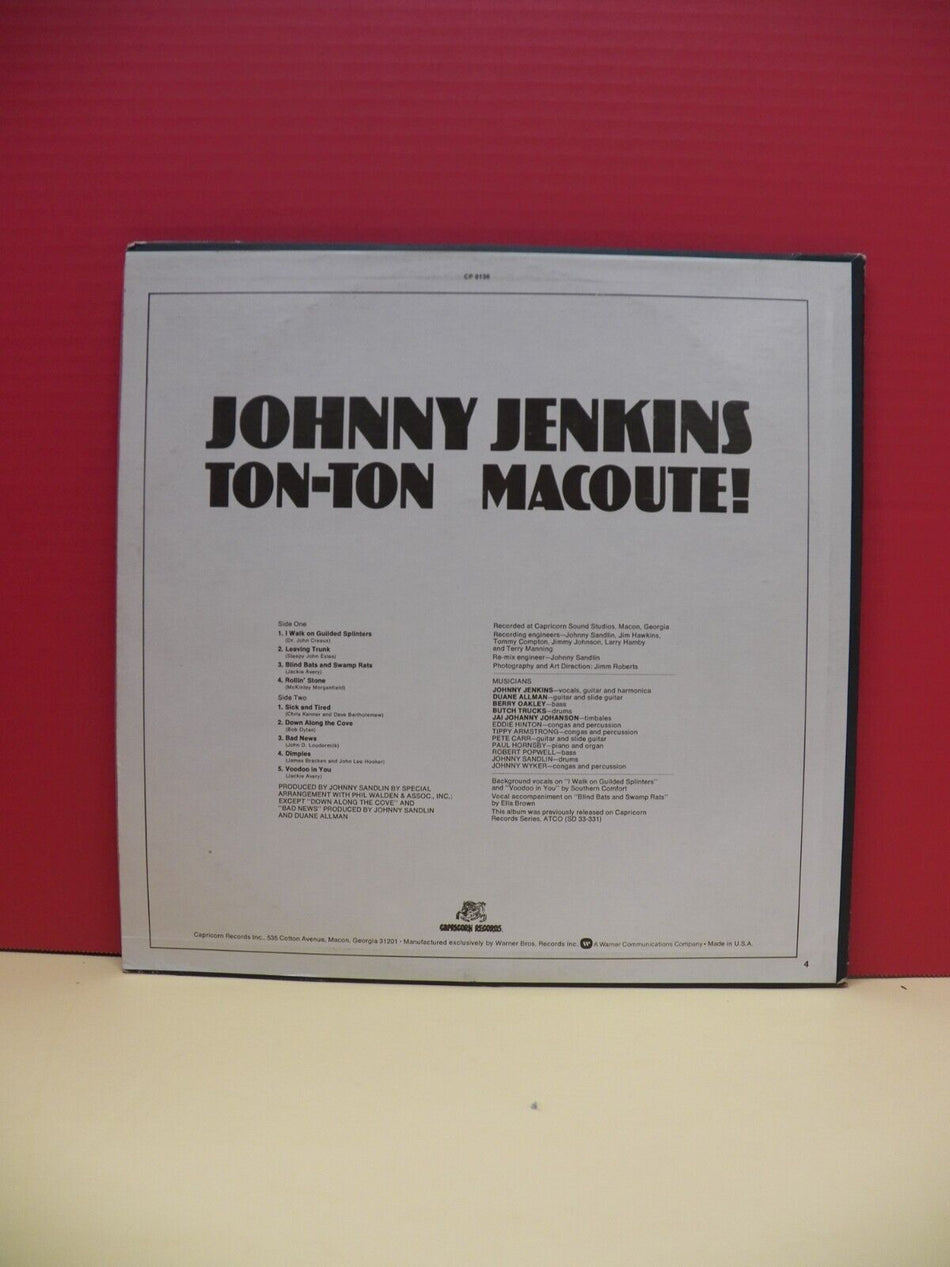 12" LP VG++/EX Johnny Jenkins Ton-Ton Macoute! Capricorn Records Reissue CP 0136