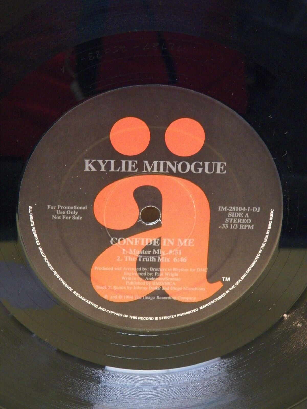 12" Single VG++/EX Kylie Minogue Confide In Me 1994 ä Promo IM-28104-1-DJ