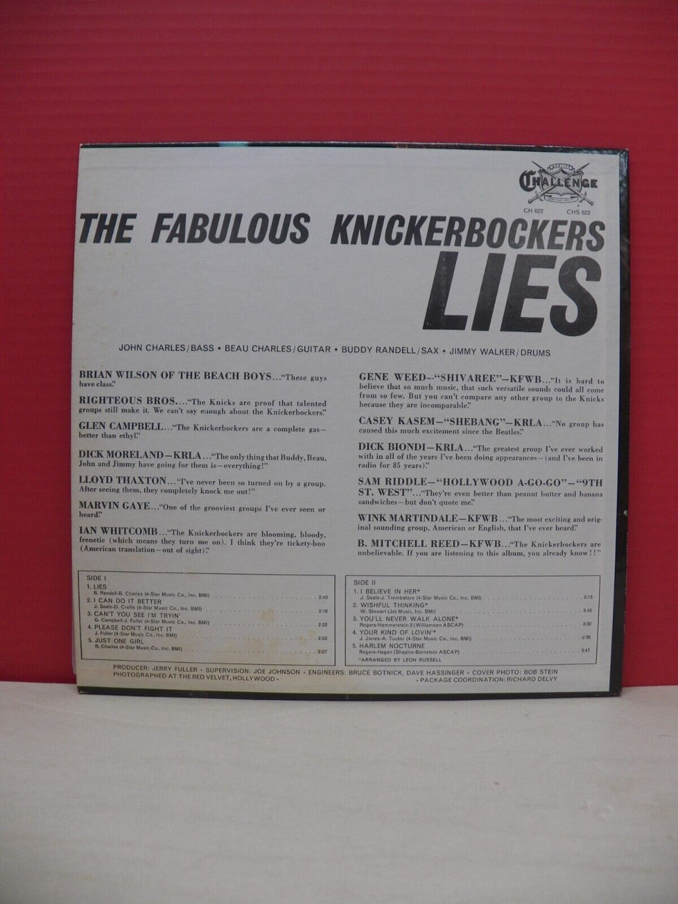 12" LP EX The Fabulous Knickerbockers Lies 1966 Challenge Mono CH 622