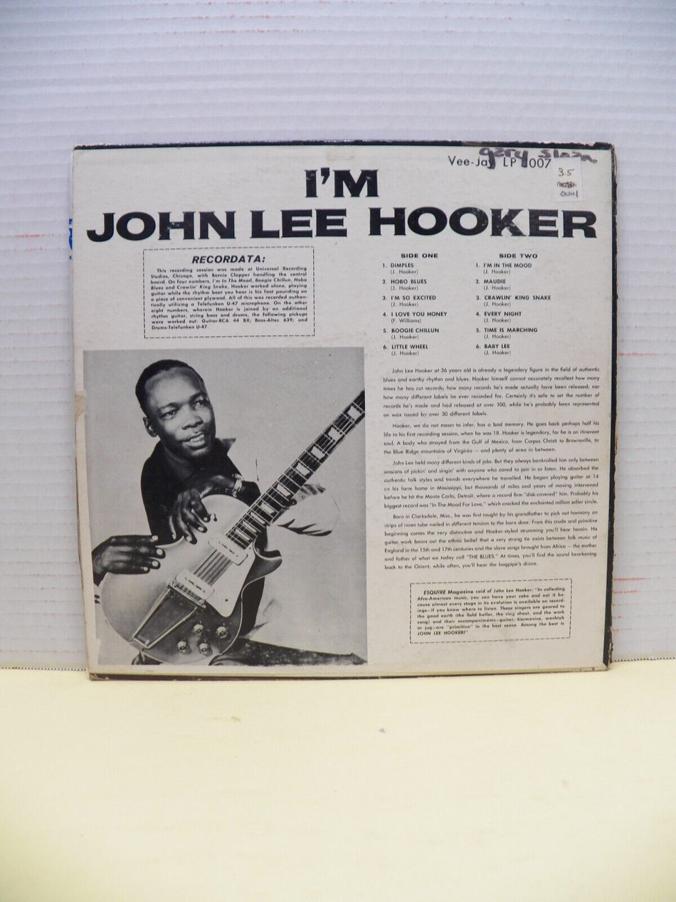 12" LP VG++/EX John Lee Hooker I'm John Lee Hooker 1959 Vee-Jay Mono VJLP 1007