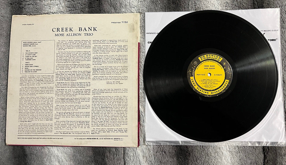 Rare VG ++ Vinyl LP Mose Allison Creek Bank 1959 Mono PRLP 7152 RVG