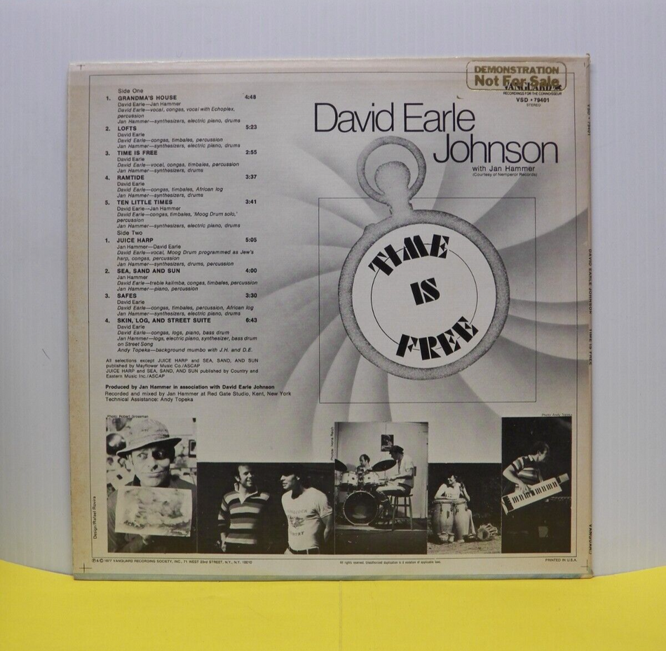 12" LP NM David Earle Johnson w/ Jan Hammer Time Is Free 1977 Vanguard Promo