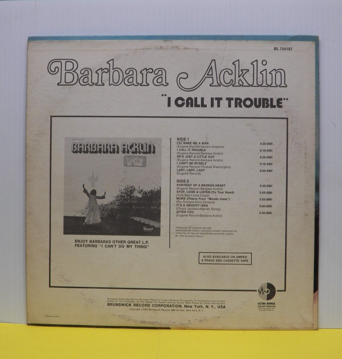 12" LP NM Barbara Acklin I Call It Trouble 1972 Brunswick Records Promo