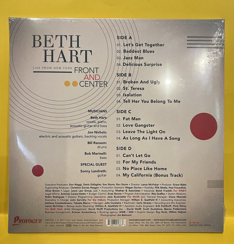 Sealed Vinyl Record Beth Hart Front and Center  RSD 2019 2 LP Red Vinyl 180 Gram