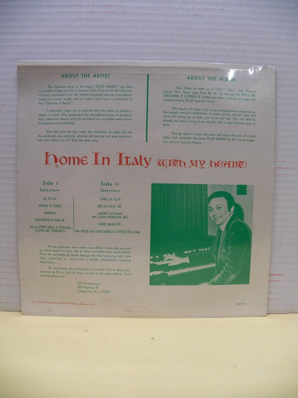 Sealed 12" LP Elio Sarno & Friends Home In Italy (With My Heart) 1976 Delt