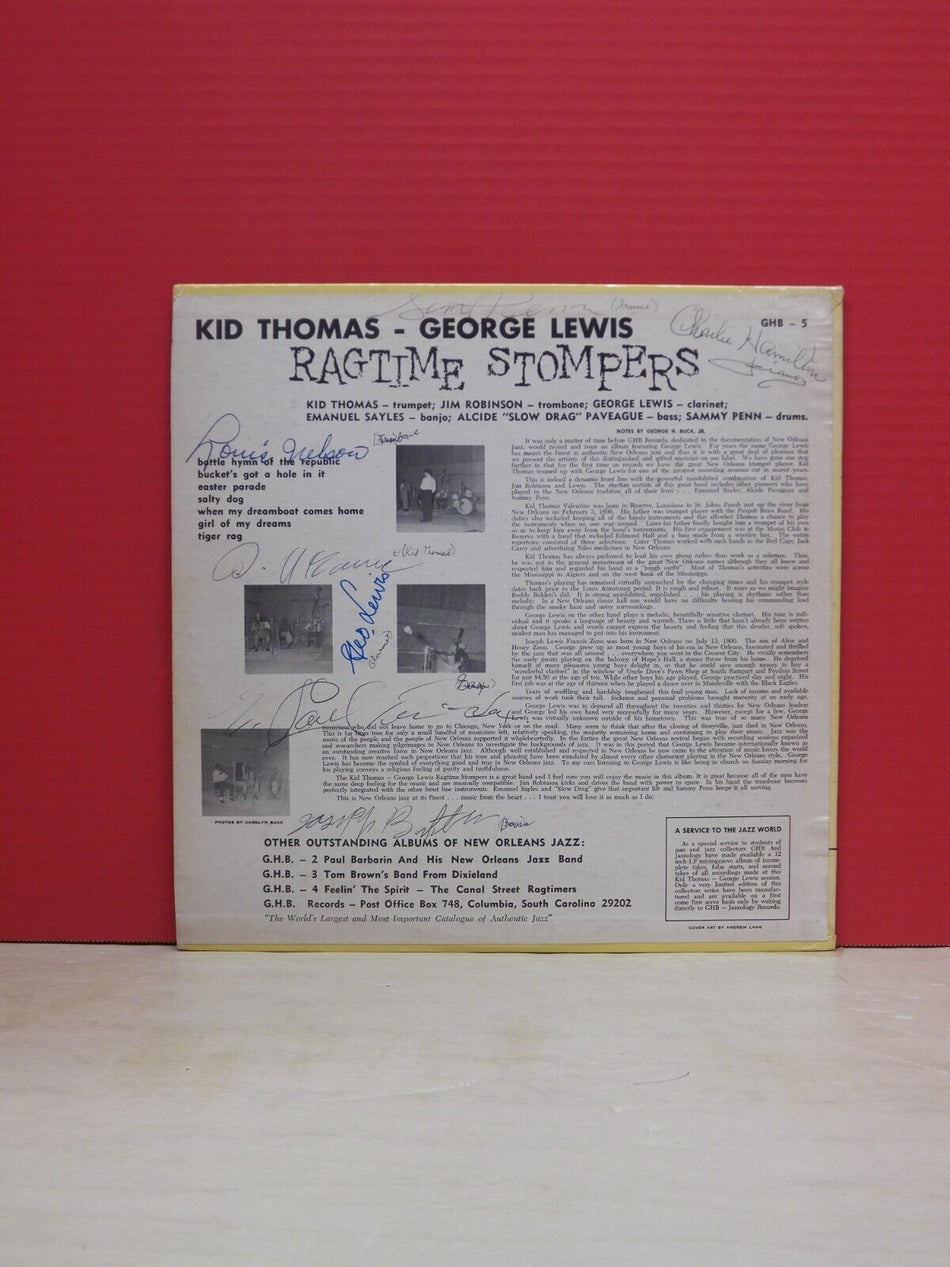 12" LP VG++/EX Kid Thomas-George Lewis Ragtime Stompers 1962 G.H.B. Autographed