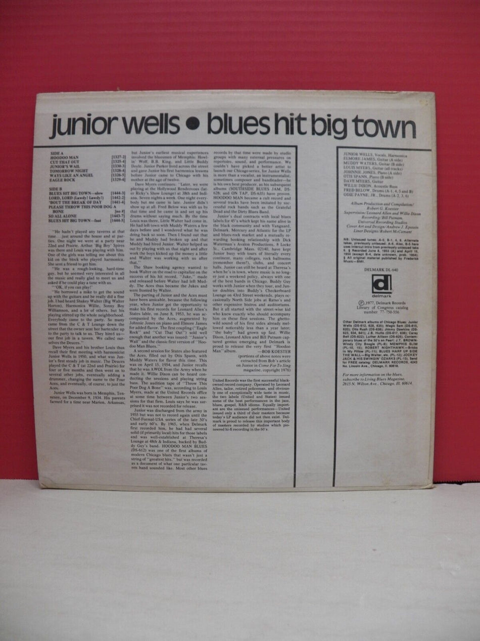 12" LP VG++/EX Junior Wells Blues Hit Big Town 1977 Delmark Records DL 640