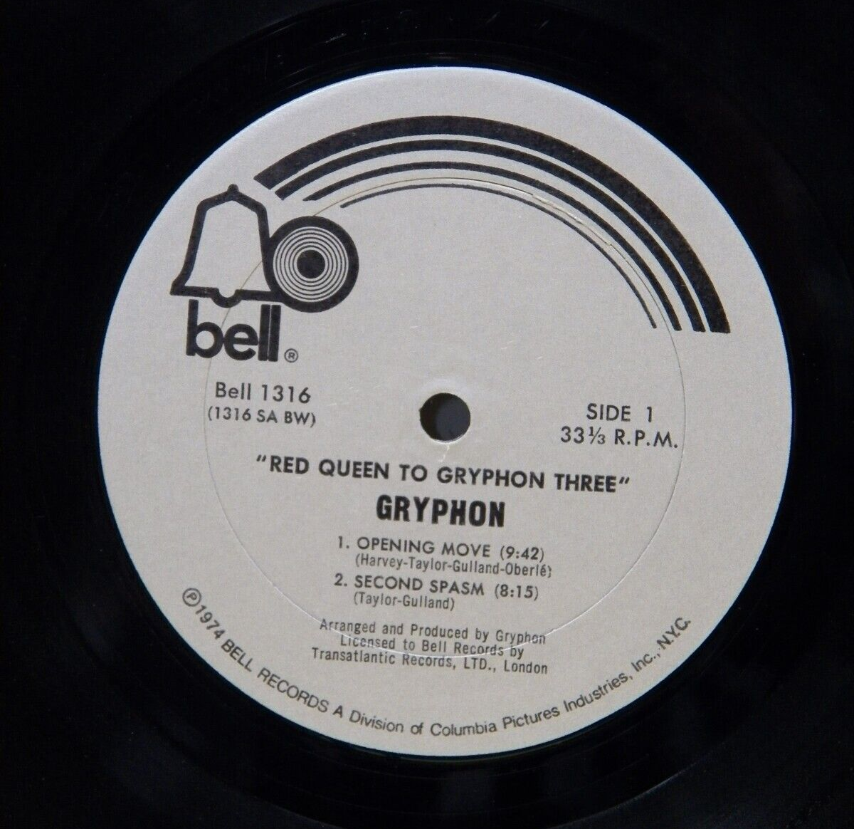 12" LP EX Gryphon Red Queen To Gryphon Three 1974 Bell Records BELL 1316