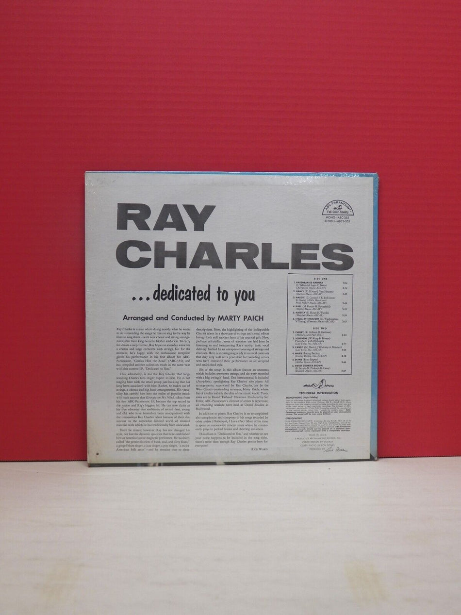 Sealed 12" LP Ray Charles ...Dedicated To You 1961 ABC-Paramount Stereo ABCS 355