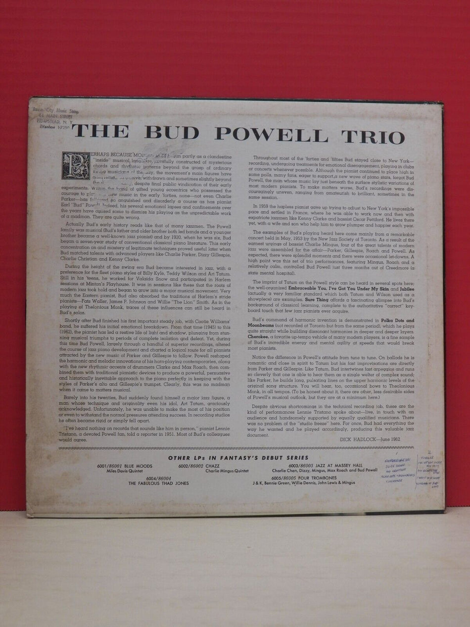 12" LP VG++/EX The Bud Powell Trio The Bud Powell Trio 1962 Stereo Reissue Blue