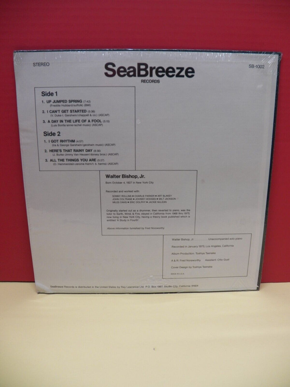 Sealed 12" LP Walter Bishop, Jr. Soliloquy 1977 SeaBreeze Records SB-1002