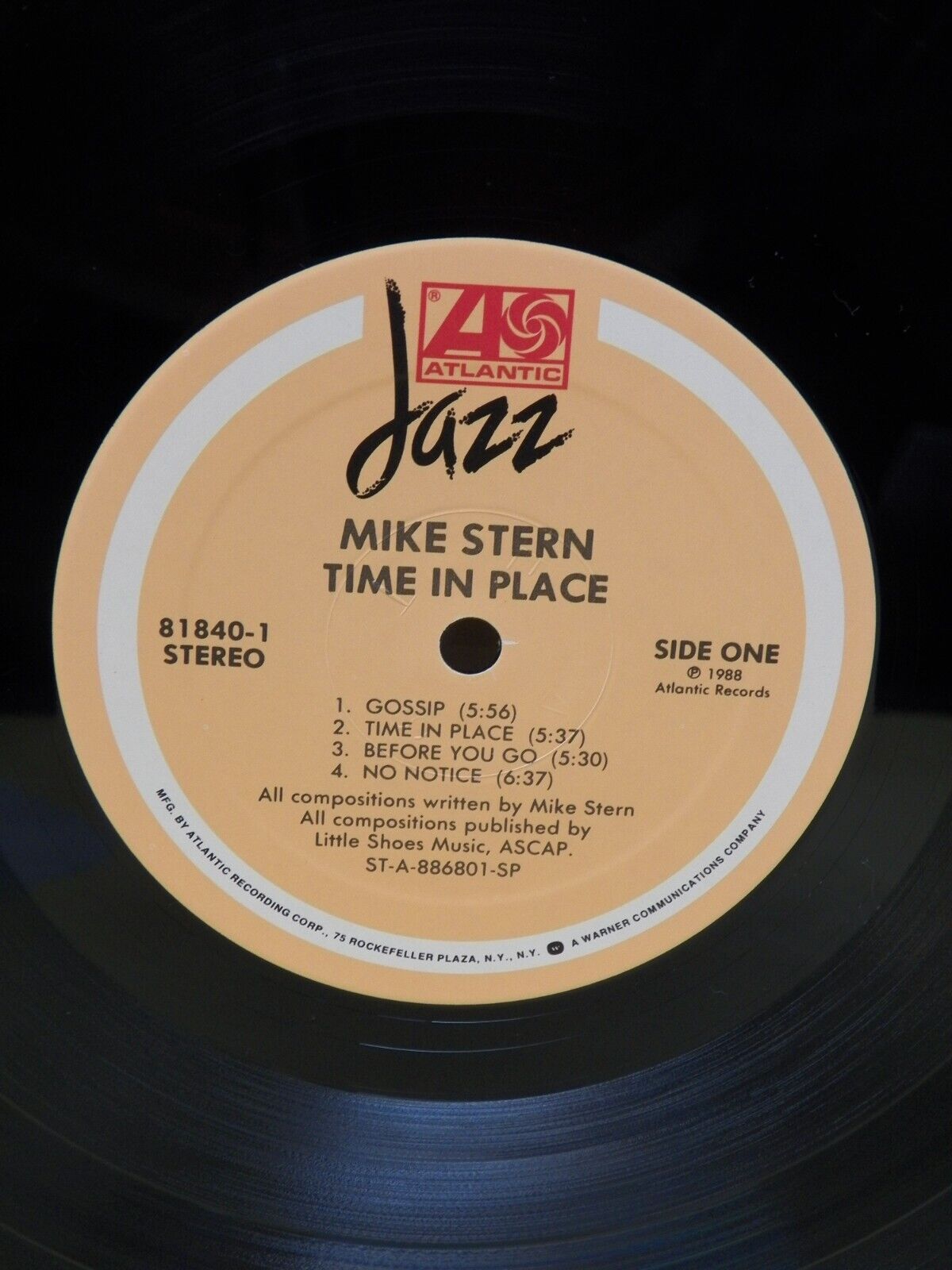 12" LP VG++/EX Mike Stern Time In Place 1988 Atlantic Jazz 7 81840-1