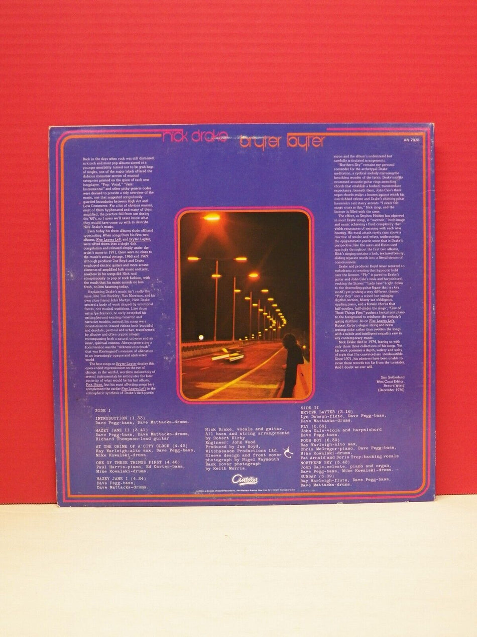 12" LP VG++/EX Nick Drake Bryter Layter 1977 Antilles Reissue AN 7028