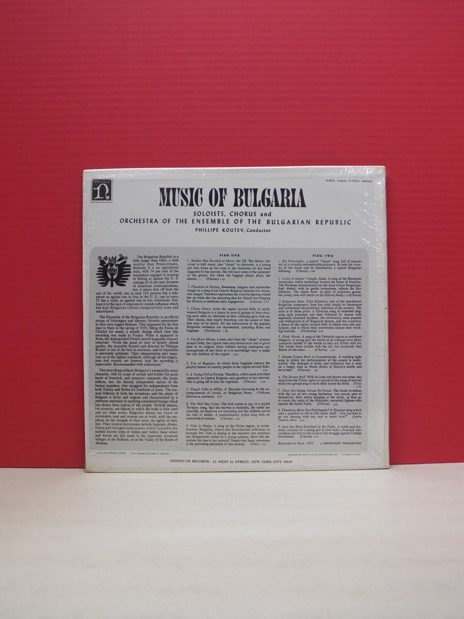 12" LP EX Ensemble Of The Bulgarian Republic Music Of Bulgaria 1966 Nonesuch