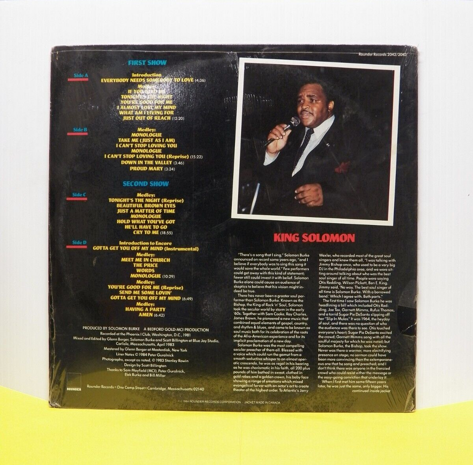 Sealed 12" 2xLP Solomon Burke Soul Alive! 1984 Rounder Records 2042/2043