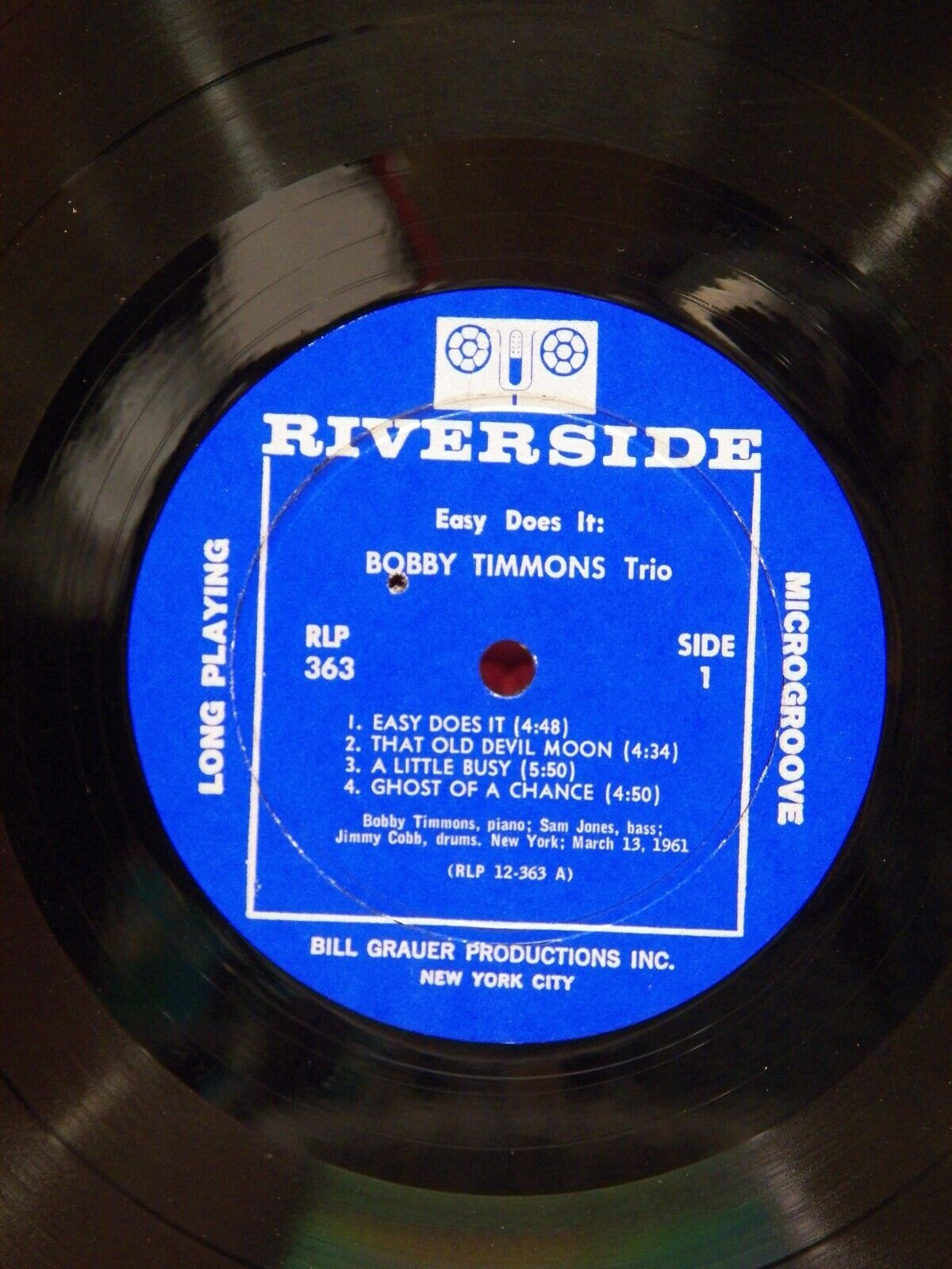 12" LP VG++/EX Bobby Timmons Trio Easy Does It 1961 Riverside Mono RLP 363