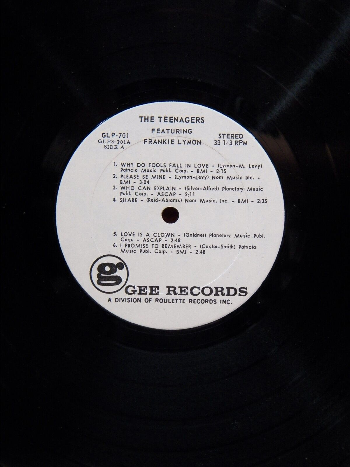 12" LP EX The Teenagers featuring Frankie Lymon 1977 Gee Reissue Stereo GLP 701