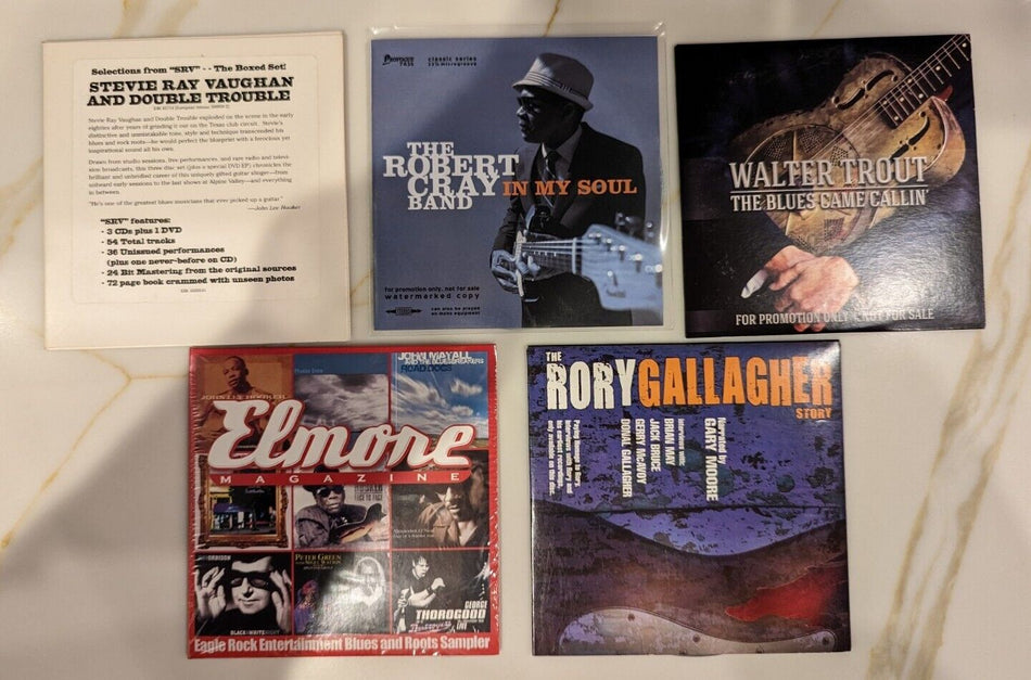 5 Rare Promo Blues CDs Stevie Ray Vaughan Robert Cray Walter Trout Rory Gallagher