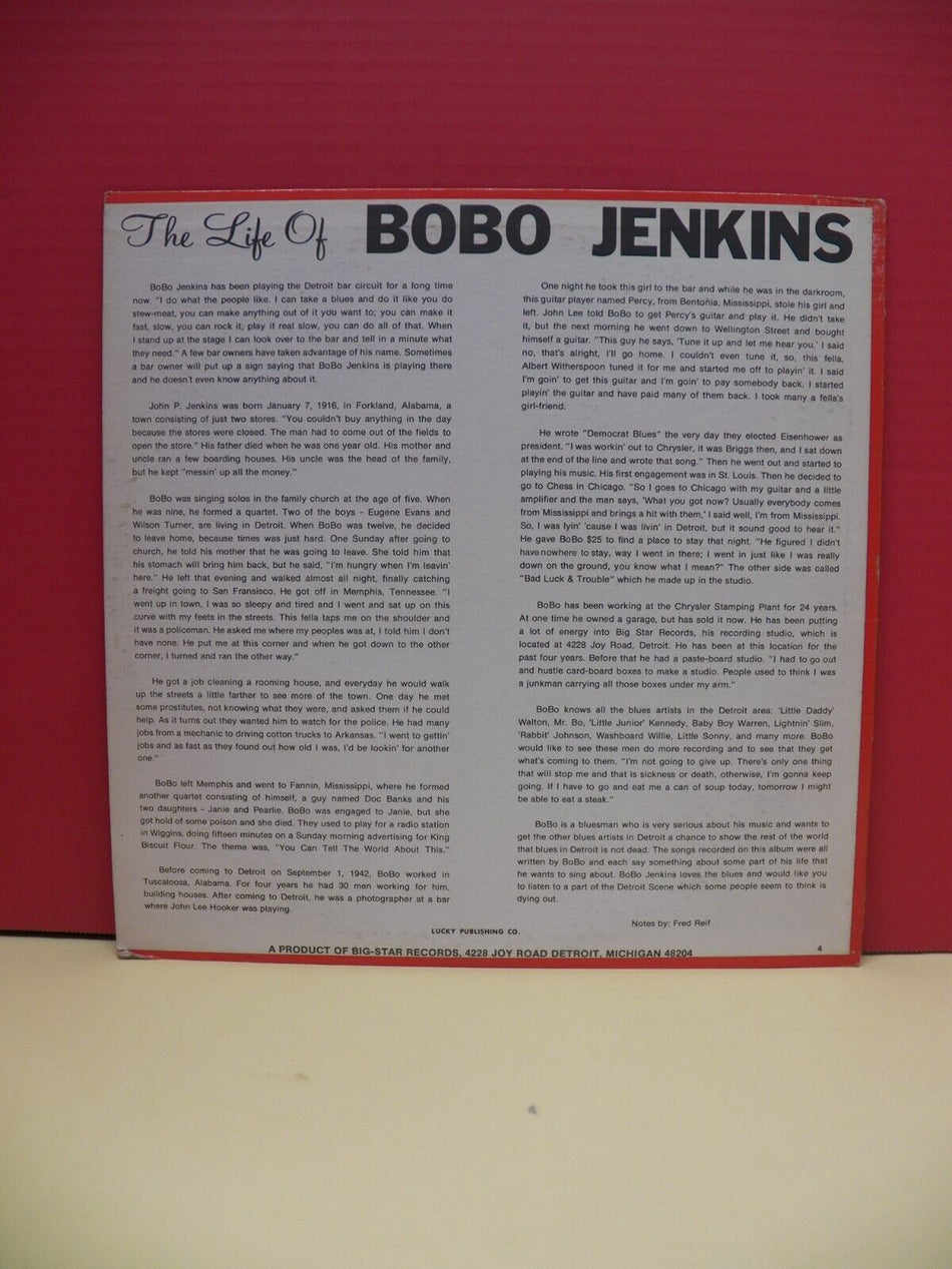 12" LP VG++/EX Bobo Jenkins The Life Of... 1972 Big Star Stereo BB 008-19