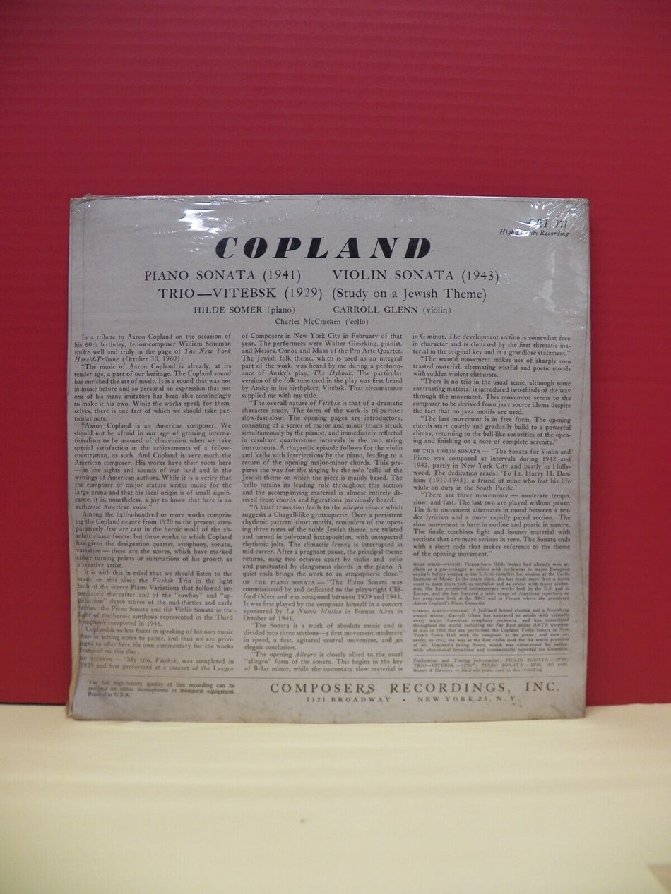 Sealed 12" LP Aaron Copland Two Sonatas For Piano-For Violin & Piano CRI 171