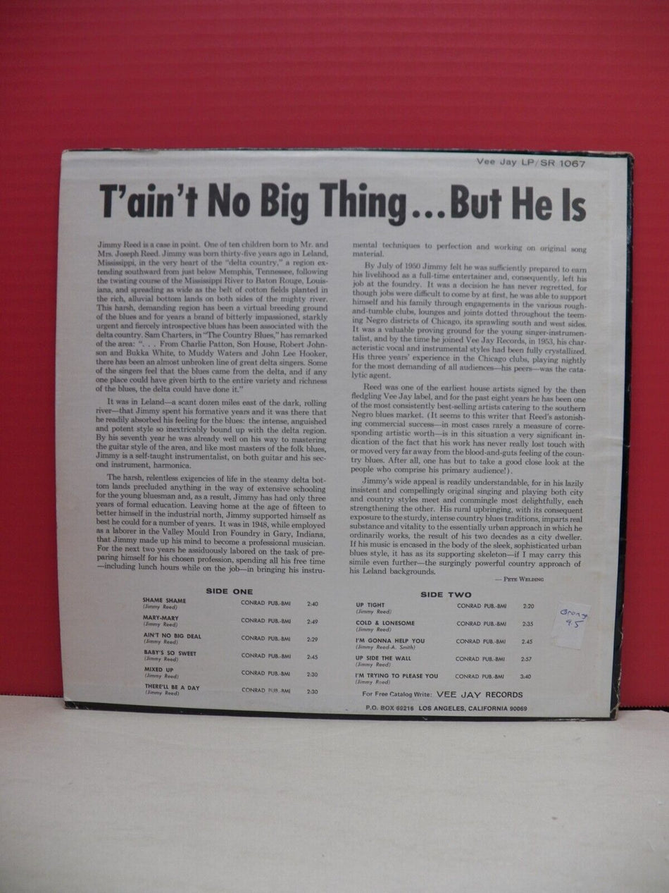 12" LP EX Jimmy Reed T'aint No Big Thing But He Is... VeeJay Stereo Orange Label