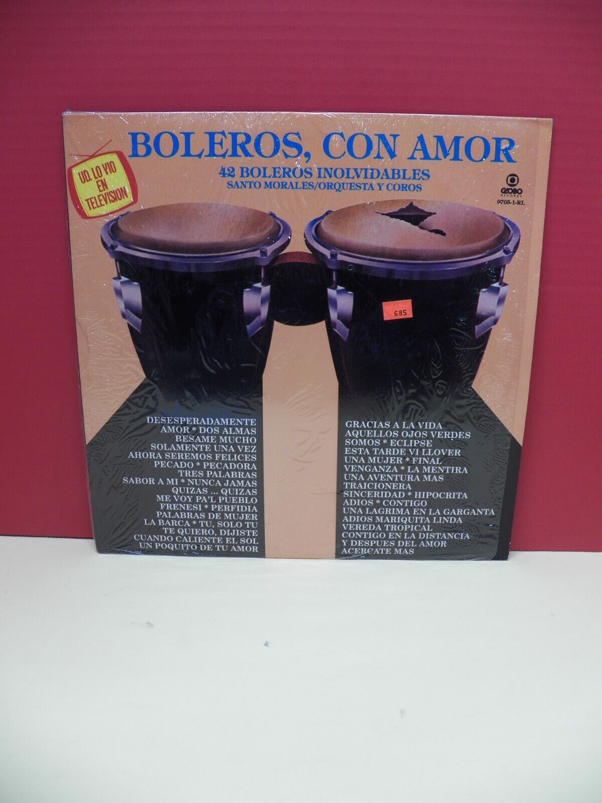 12" LP VG++/EX Santo Morales Orquesta Y Coros Boleros, Con Amor 1983 Globo