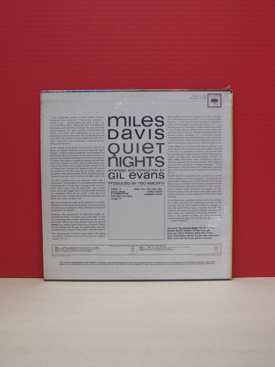 12" LP VG++/EX Miles Davis Quiet Nights 1964 Columbia Mono CL 2106