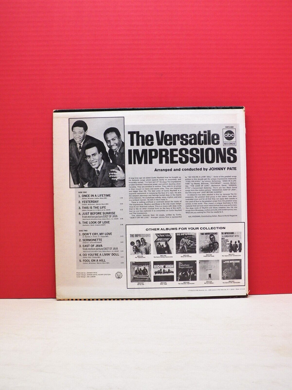 12" LP VG++/EX The Impressions The Versatile Impressions ABC Stereo ABC-668