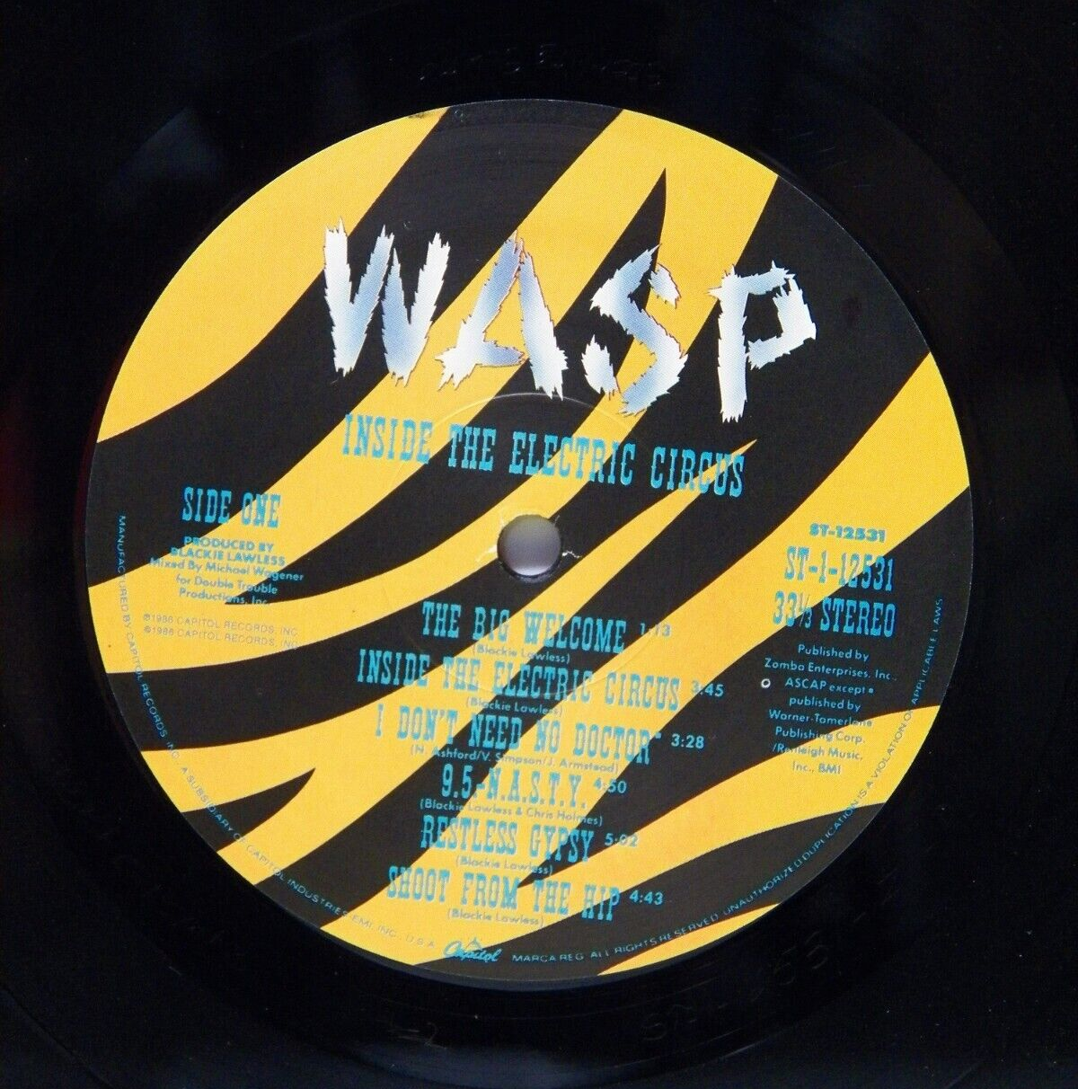 12" LP VG++/EX W.A.S.P. Inside The Electric Circus 1986 Capitol ST-12531