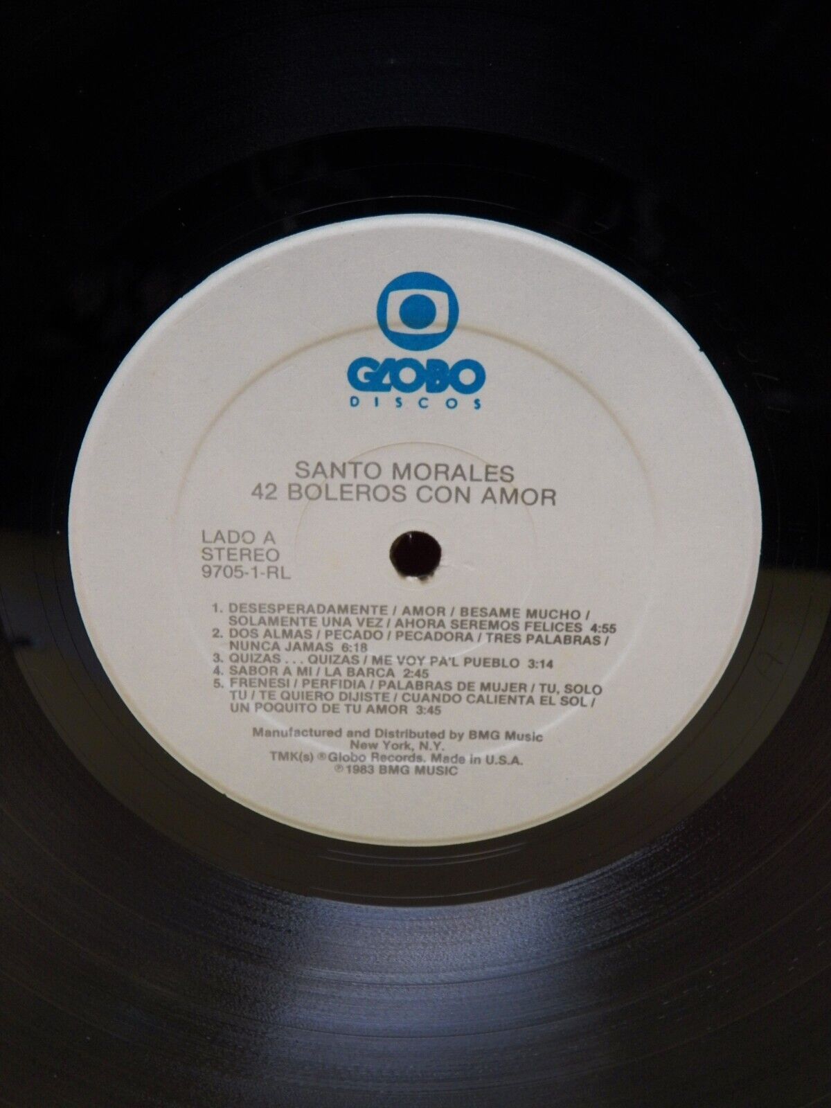 12" LP VG++/EX Santo Morales Orquesta Y Coros Boleros, Con Amor 1983 Globo