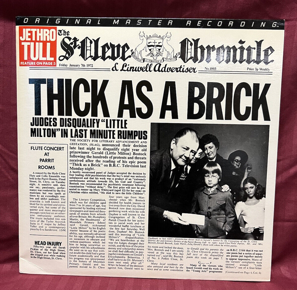 NM LP Jethro Tull Thick As A Brick 1985 Original Master Recording MFSL 1-187