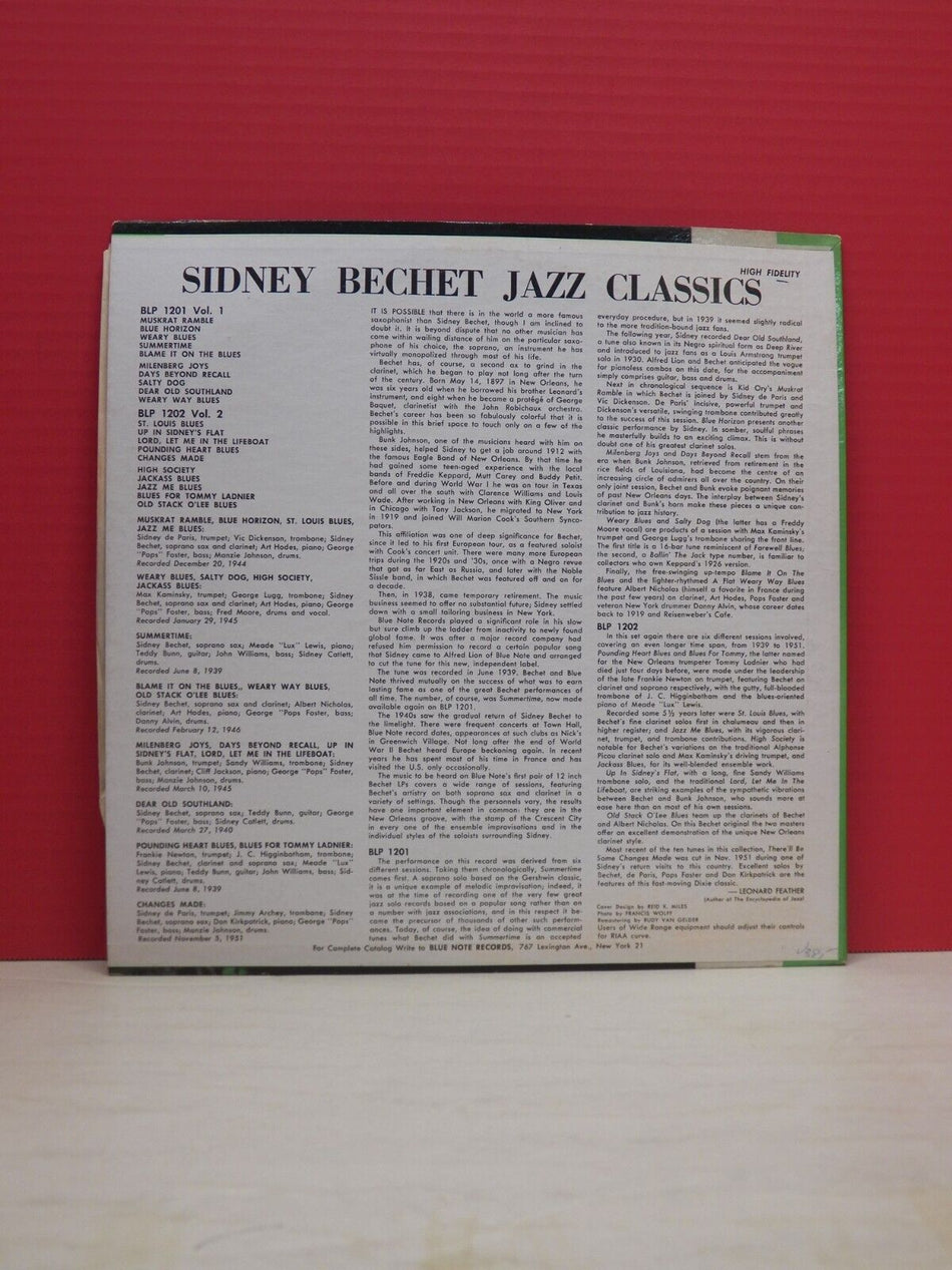 12" LP EX Sidney Bechet Jazz Classics Volume 2 Blue Note Mono BLP 1202