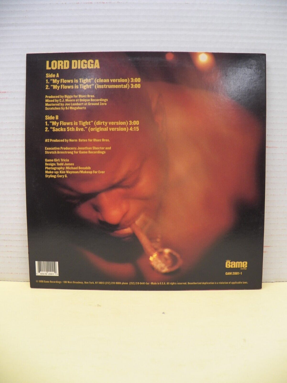 12" Single VG++/EX Lord Digga My Flows Is Tight 1998 Game Recordings GAM 2001-1