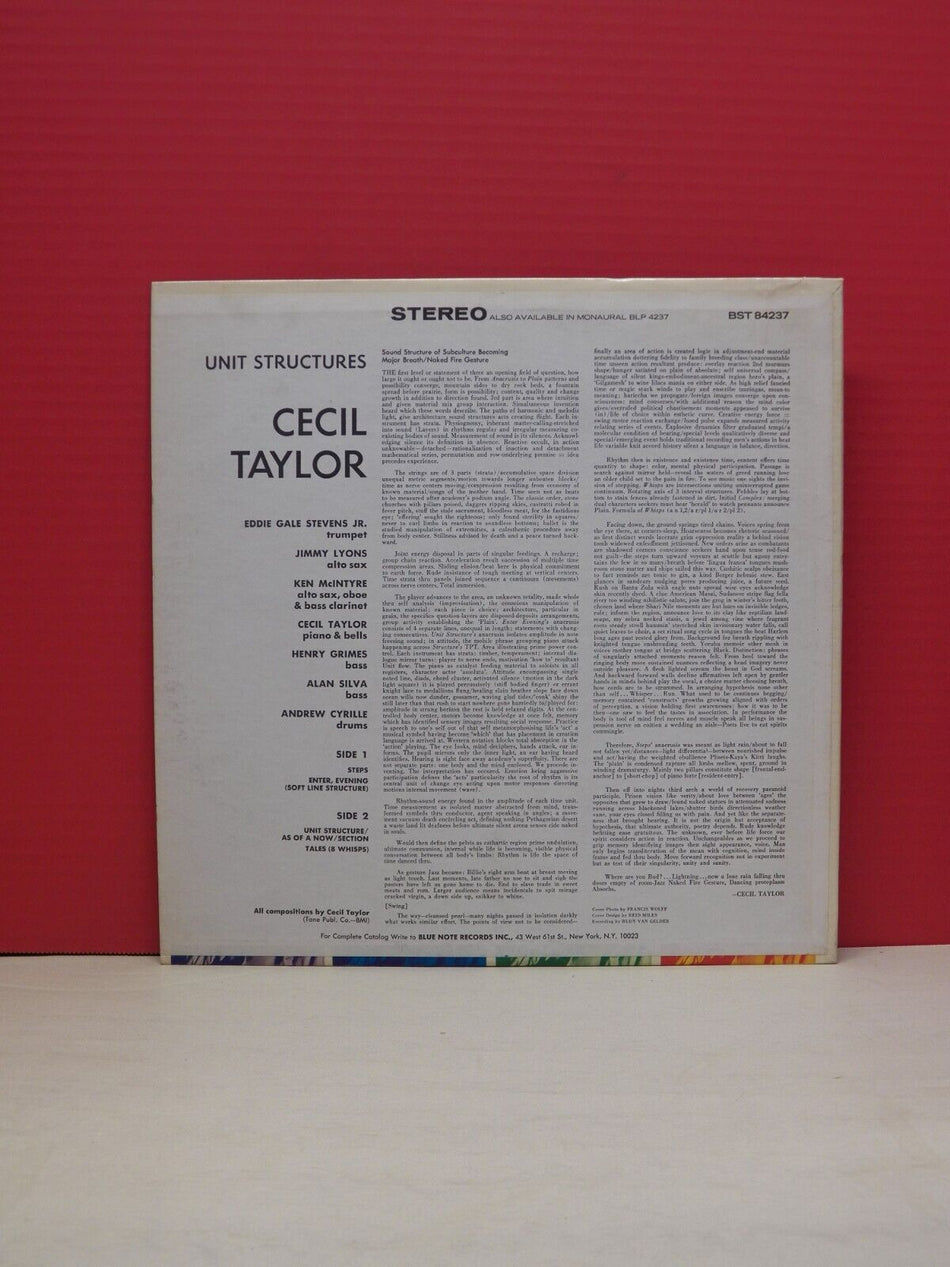 12" LP NM Cecil Taylor Unit Structures 1969 Blue Note Reissue Stereo BST 84237