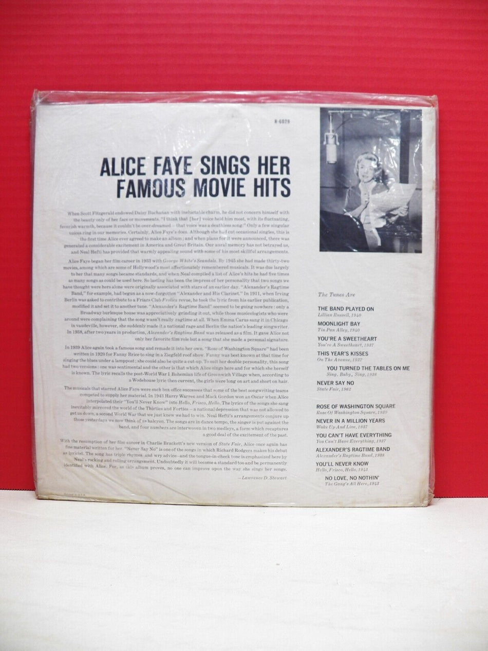 Sealed 12" LP Alice Faye Sings Her Famous Movie Hits 1962 Reprise Mono R-6029