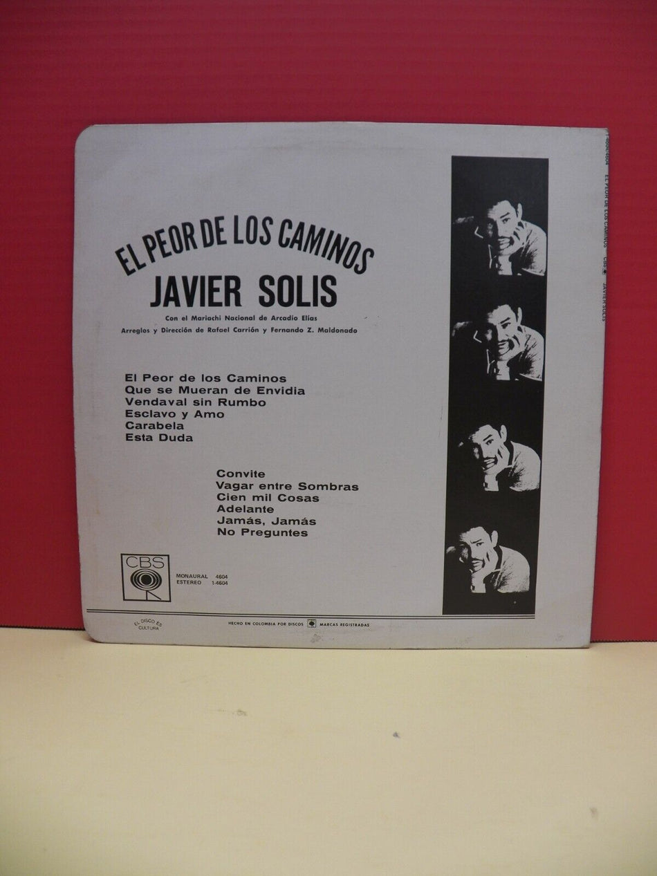 12" LP VG++/EX Javier Solis El Peor De Los Caminos 1974 CBS Colombia Import