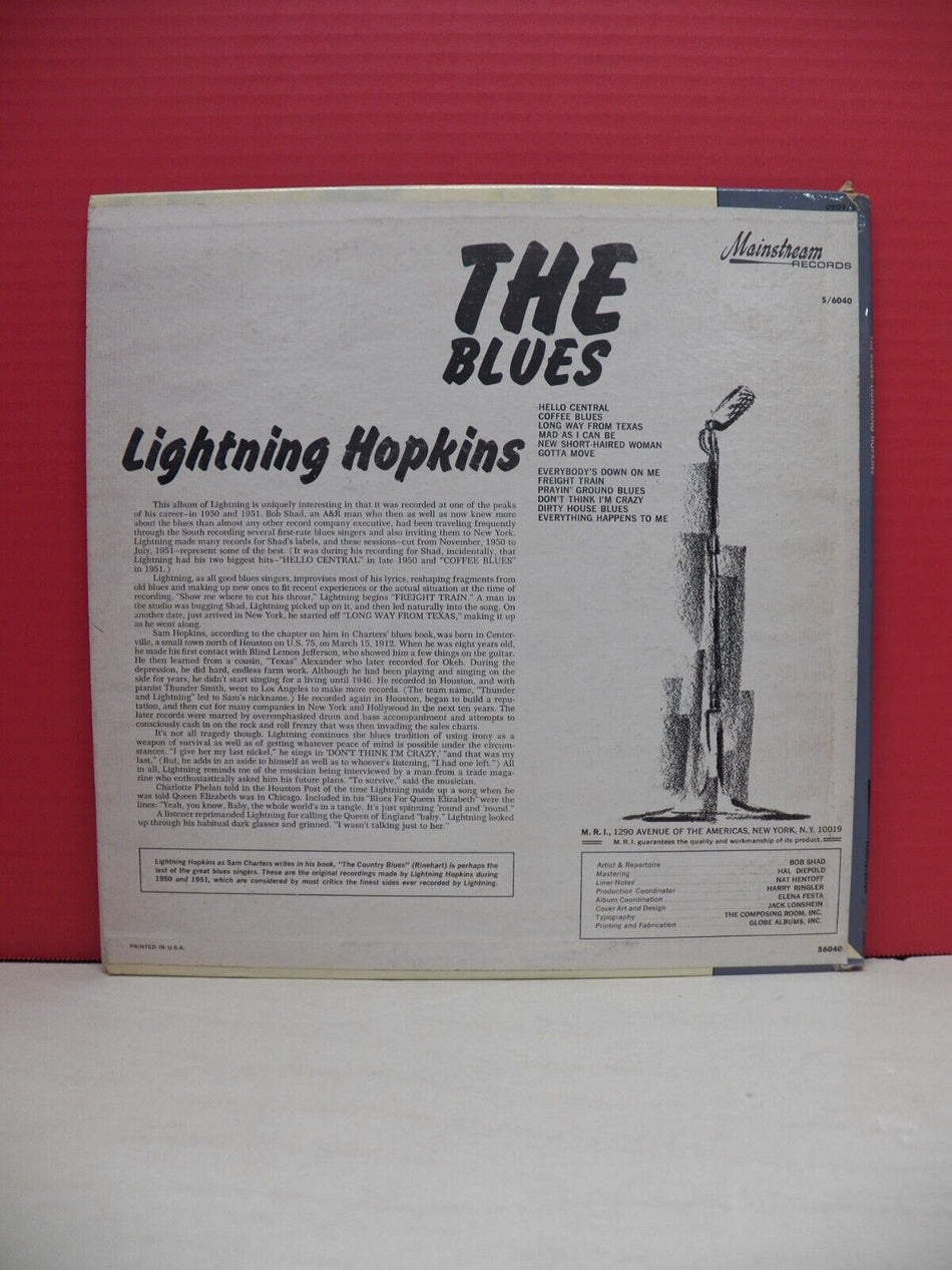 12" LP VG++/EX Lightning Hopkins The Blues 1965 Mainstream Records Mono 56040