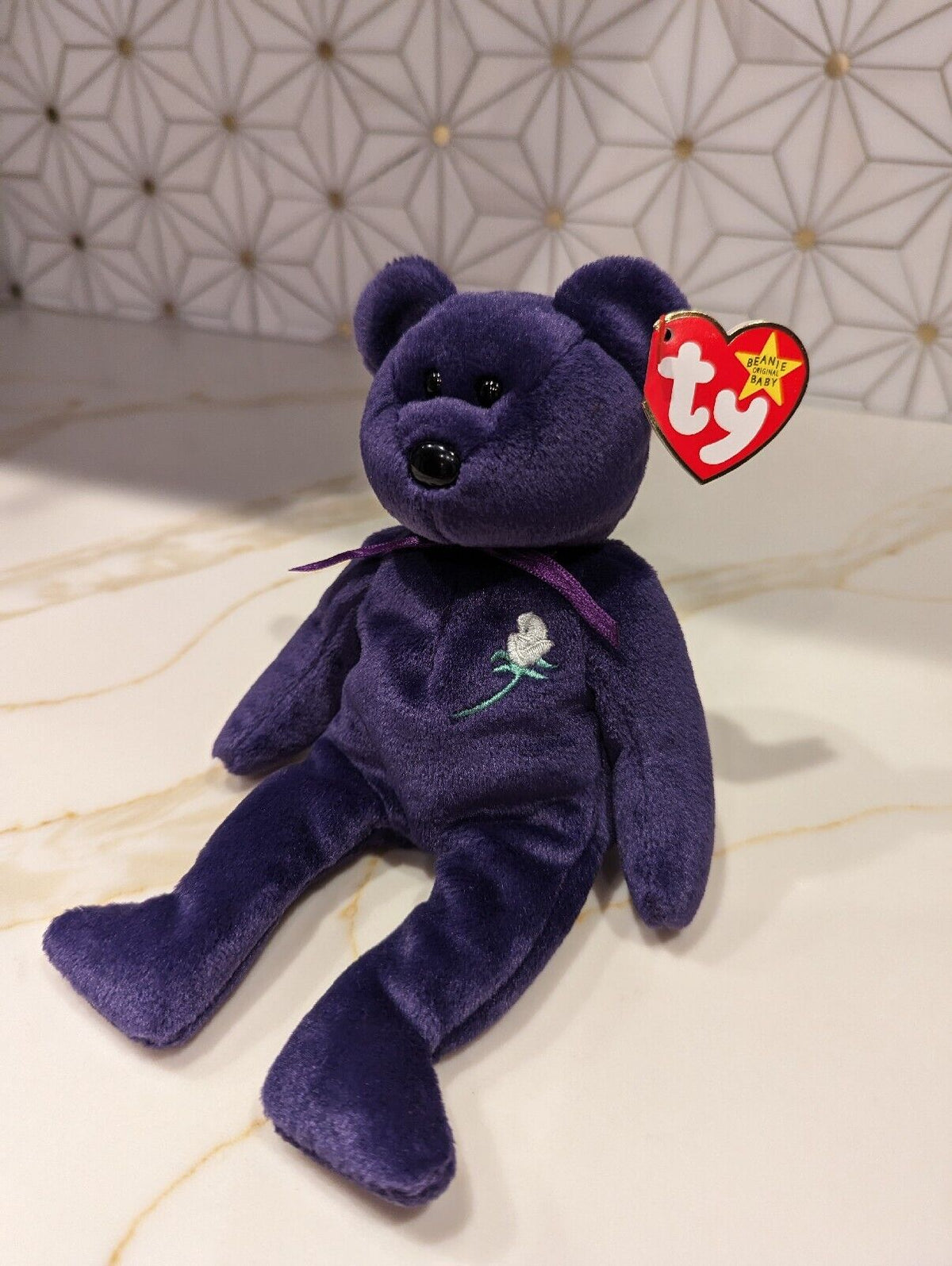 Rare Retired Ty Beanie Baby with Error 1997 Princess Diana  Rare W. P.E. Pellets