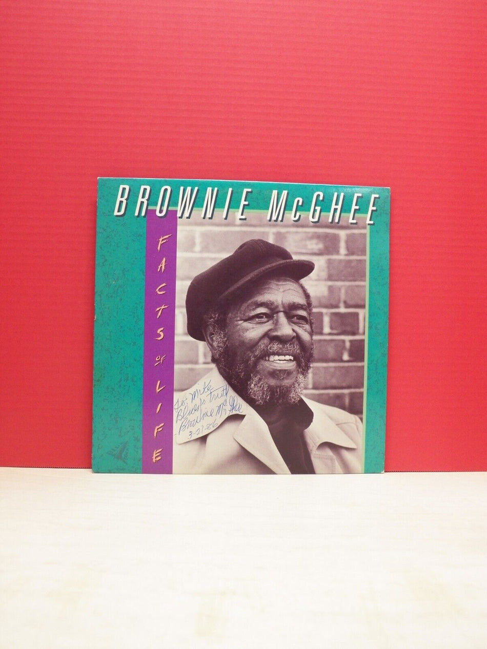 12" LP NM- Brownie McGhee Facts Of Life 1985 Blue Rock'it Autographed BR 104