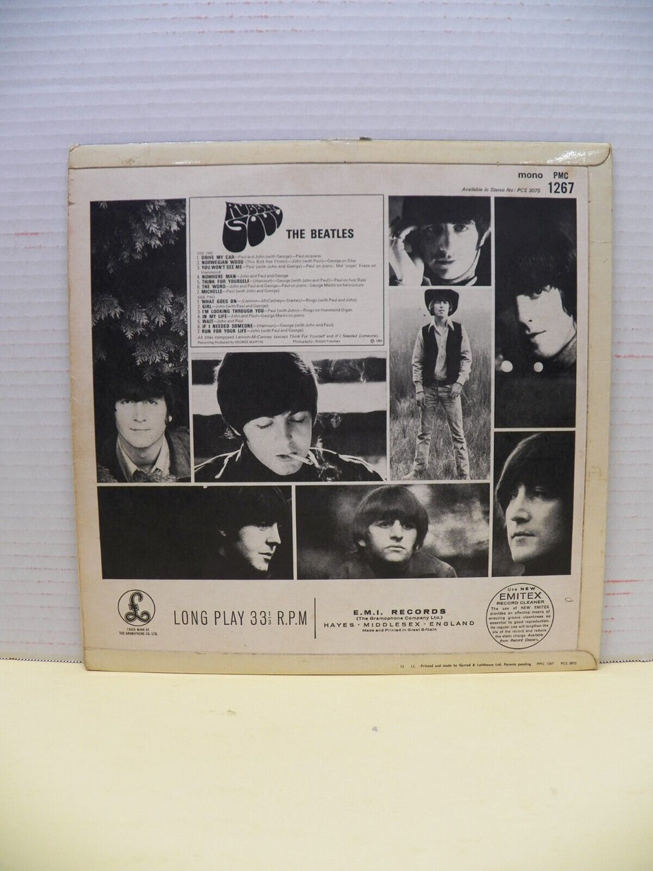 12" LP VG+ The Beatles Rubber Soul 1965 Parlophone UK Import Mono San Serif Font