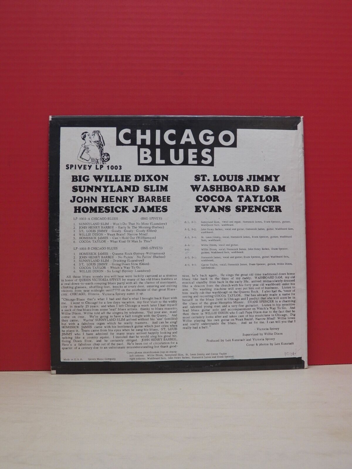 12" LP EX Various Artists Chicago Blues 1964 Spivey Mono LP 1003