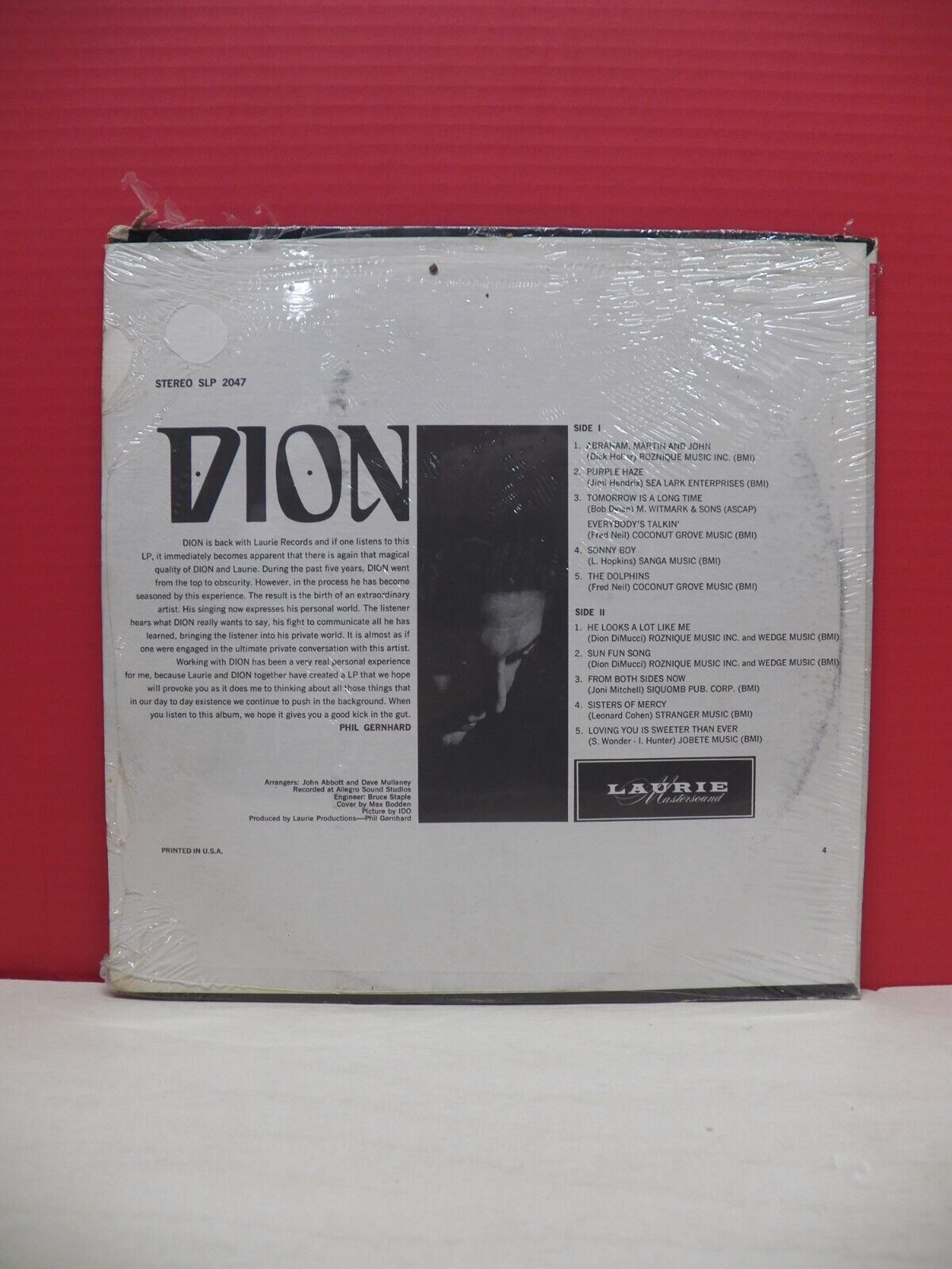 Sealed 12" LP Dion Dion 1968 Laurie Records SLP 2047