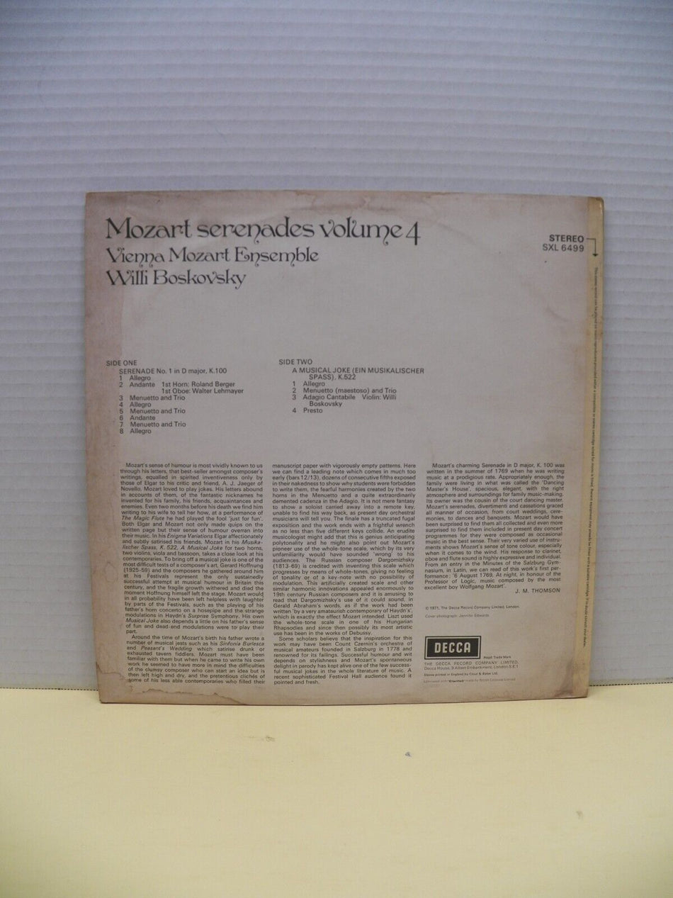 12" LP VG++/EX Willi Boskovsky Mozart: Serenades Volume 4 1971 Decca UK Import