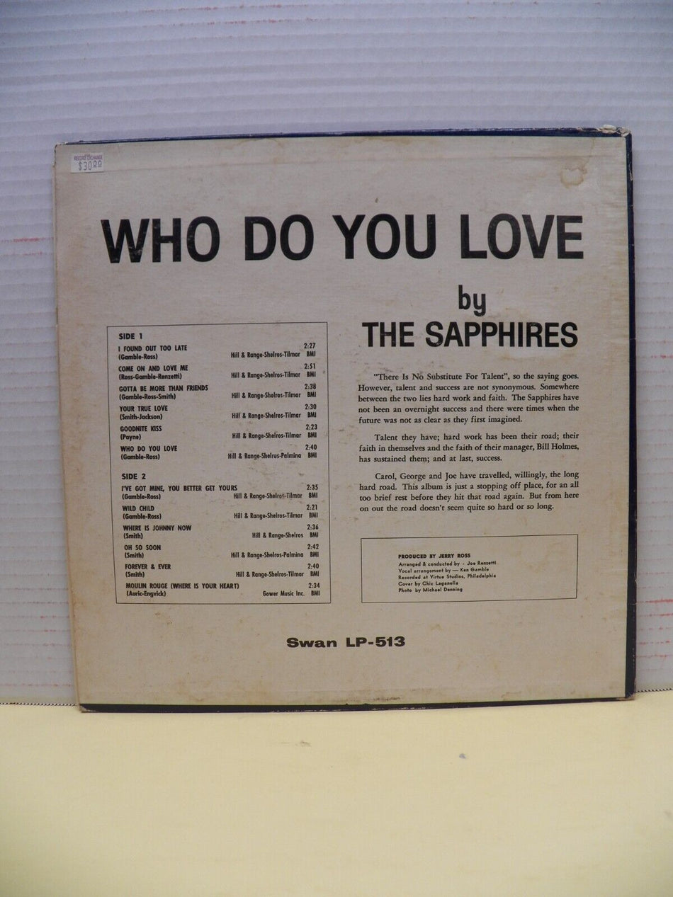 12" LP VG+ The Sapphires Who Do You Love 1964 Swan Records Mono LP-513