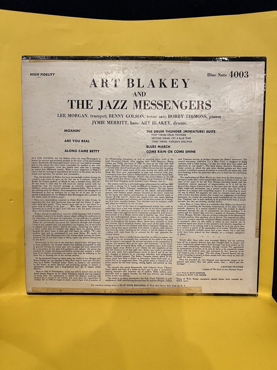 Rare Lp Art Blakey & the Jazz Messengers Blue Note BLP 4003 Mono 1959 RVG ear P