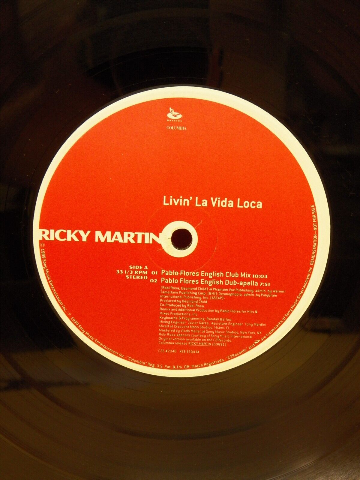 2x12" Single EX Ricky Martin Livin' La Vida Loca 1999 C2 Records Promo