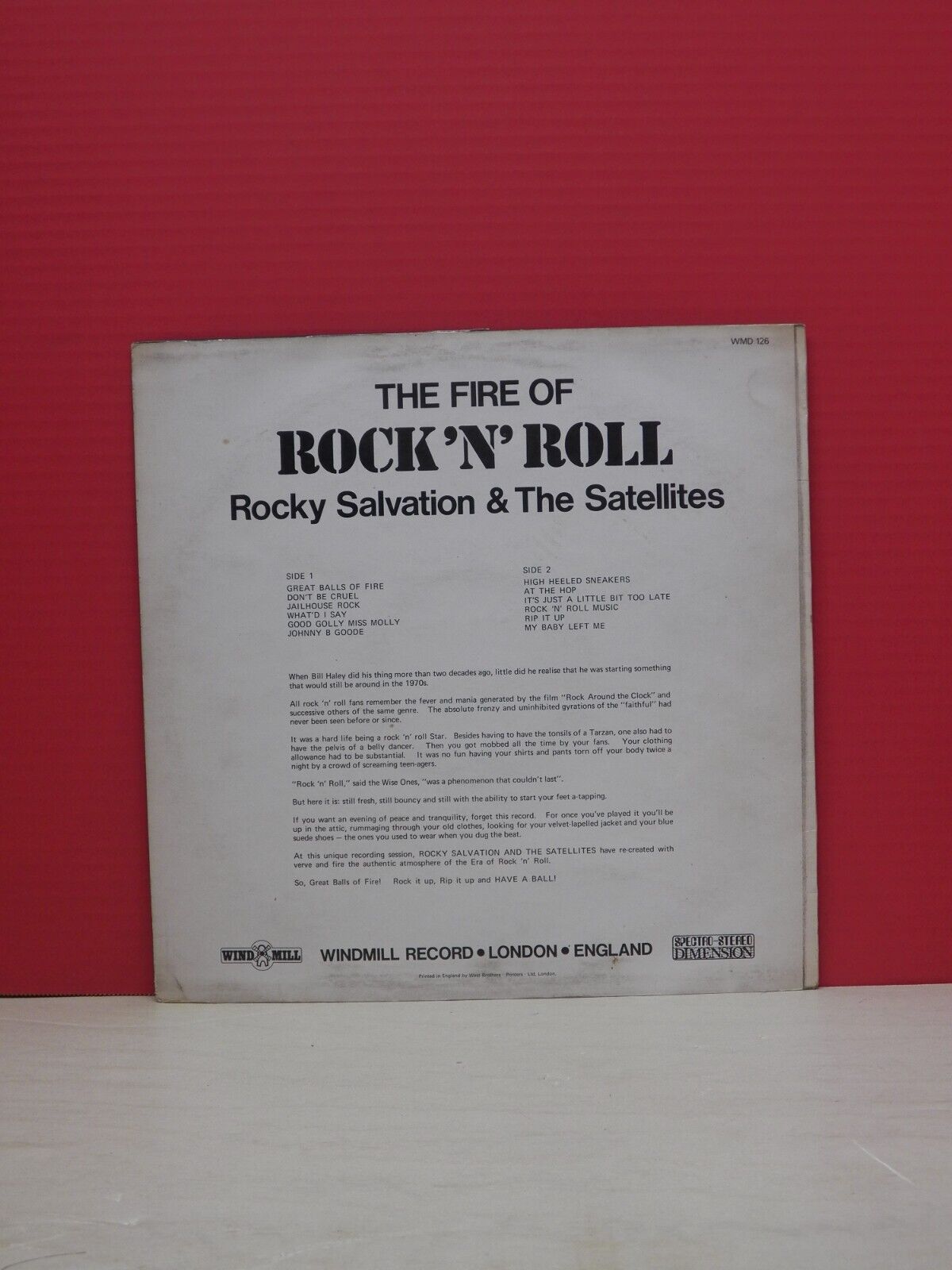 12" LP EX Rocky Salvation & The Satellites The Fire Of Rock & Roll 1972 Windmill