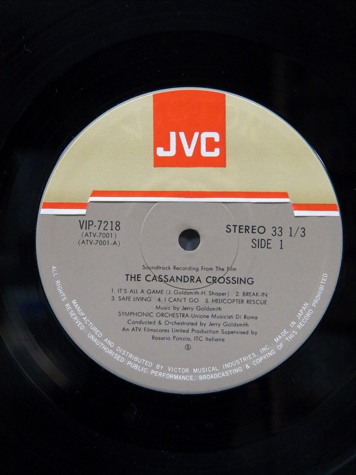 12" LP EX Jerry Goldsmith The Cassandra Crossing (Soundtrack) JVC Reissue Japan