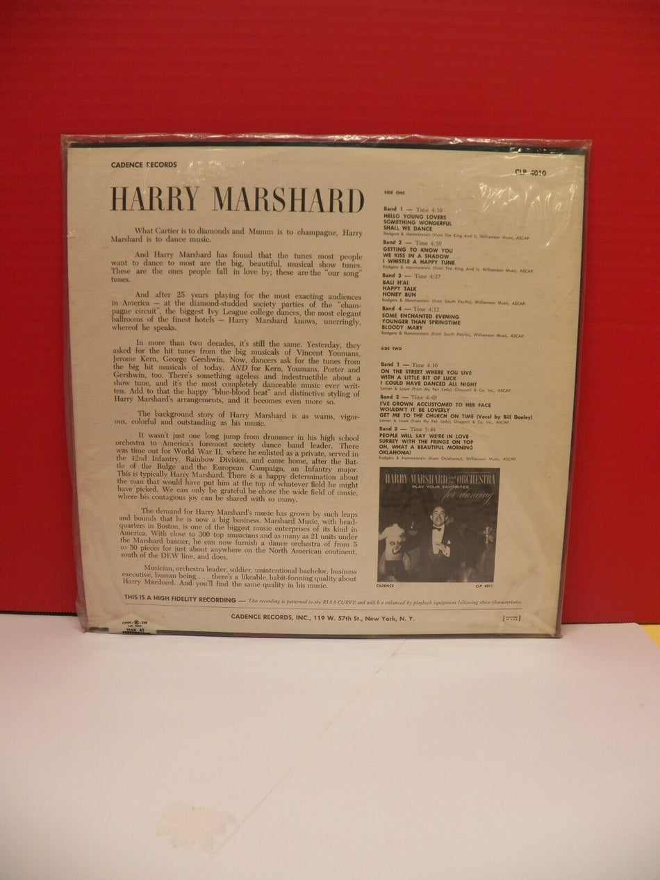 Sealed 12" LP Harry Marshard And His Orchestra For Dancing 1958 Cadence Mono