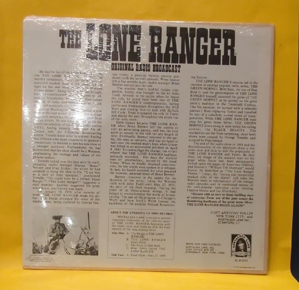 The Lone Ranger Original Radio Broadcast NL 1013 US 1977 Sealed Vinyl 12" LP